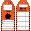 Spade Certified tag, English, Black on Orange, White, 80,00 mm (W) x 176,00 mm (H)